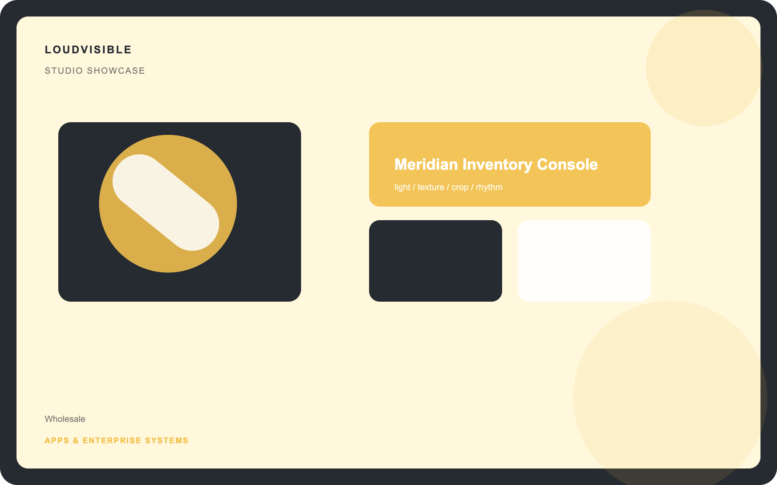 Meridian Inventory Console independent studio showcase