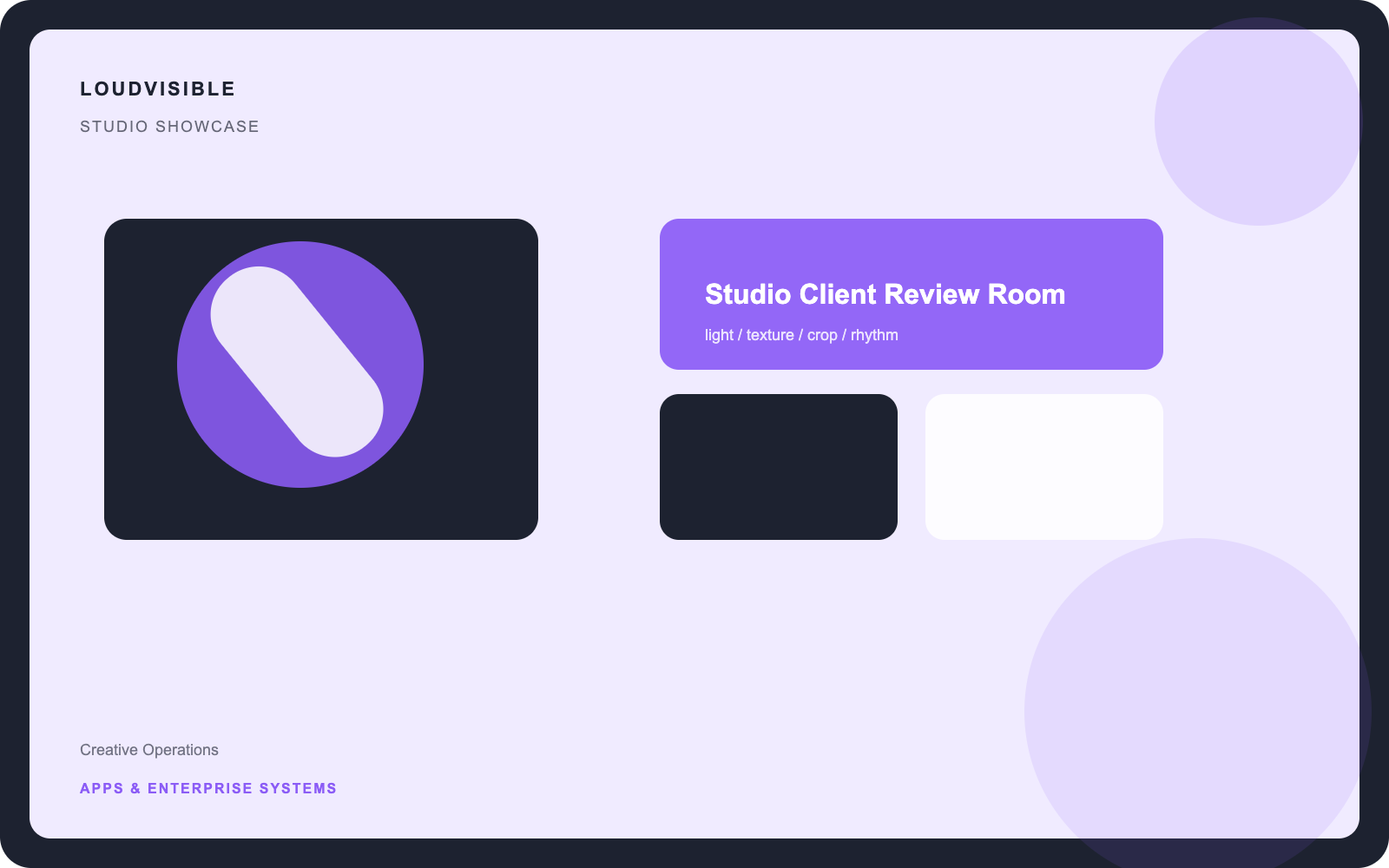 Studio Client Review Room independent studio showcase