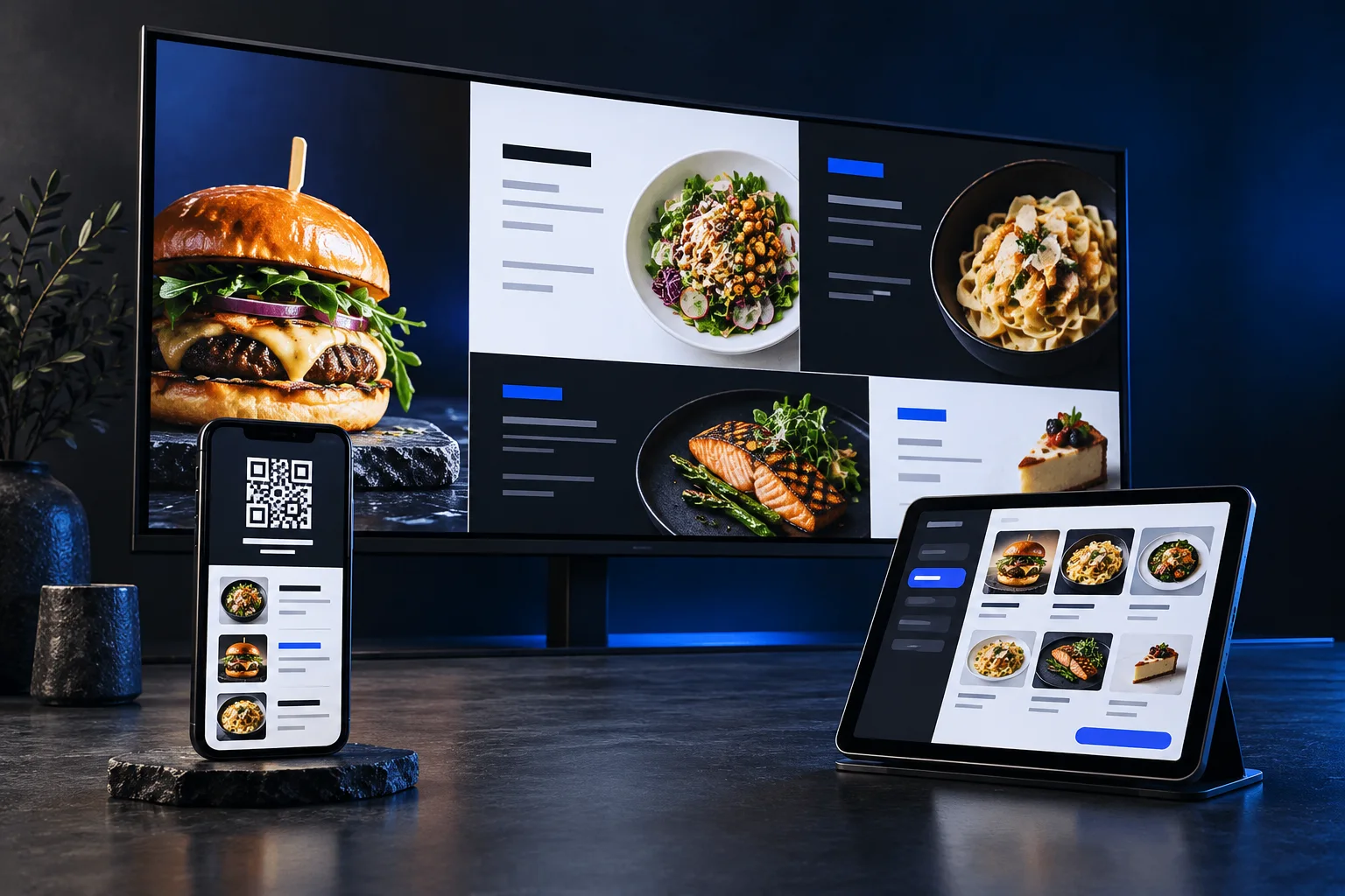 Restaurant menu, QR menu and ordering system visual