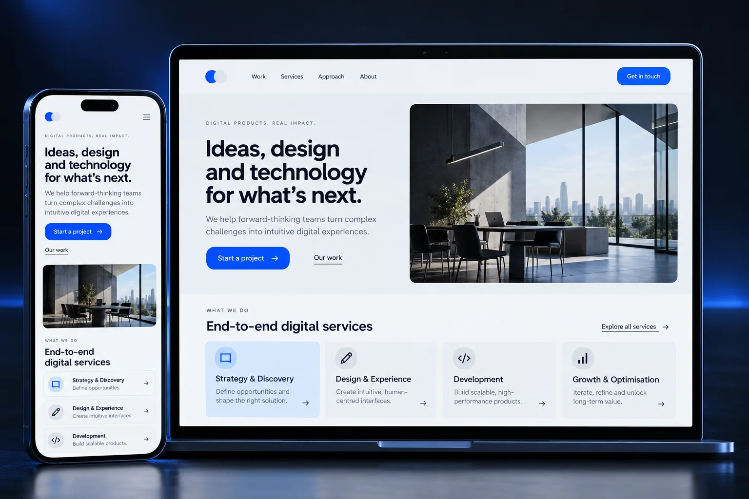 Responsive website and application interfaces